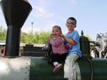 Drew and Fiona on a locomotive, February 2008