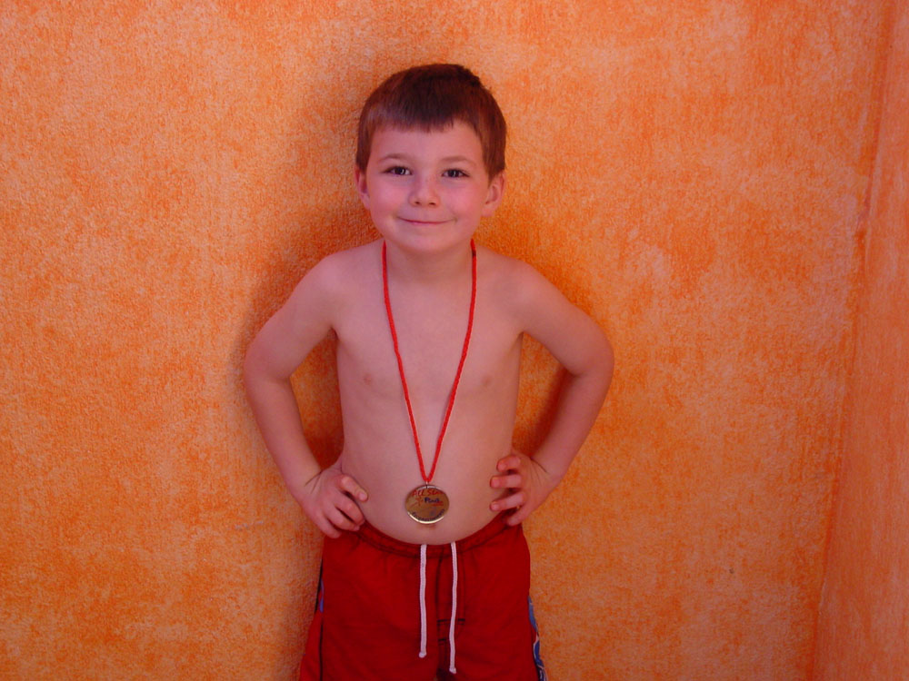 Drew's swimming medal