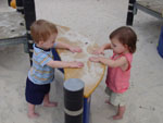 Gavin and Fiona playing in sand