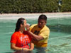 Jessica being baptized