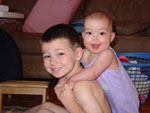 Drew piggybacking Fiona, June 2007