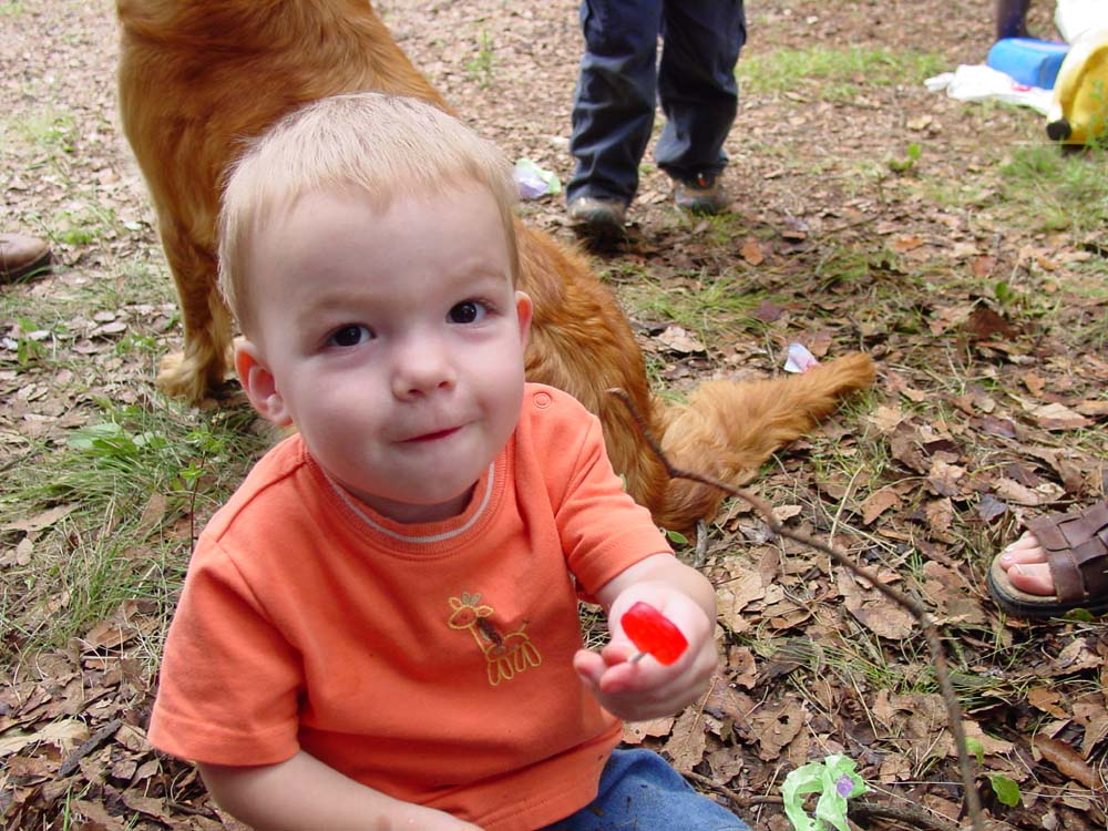 Gavin offering his lollipop